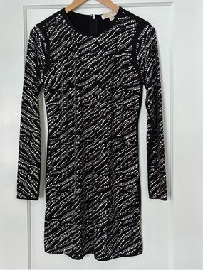Michael Kors Black Long-Sleeve Rhinestone Dress